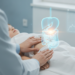 Pediatra examinando el abdomen de un niño en consulta de gastroenterología pediátrica